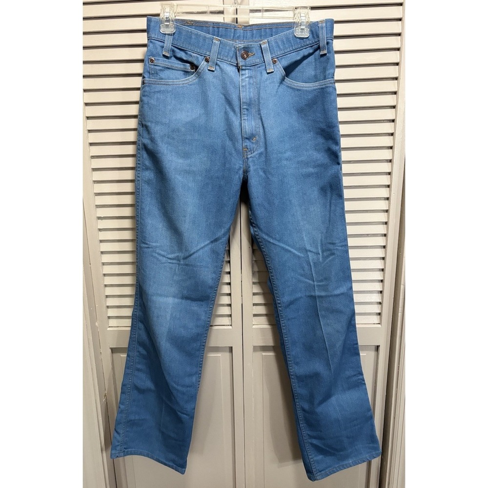 Vintage Levis Straight Leg Denim Jeans Mens Sky Blue 28x31.5 Orange Tab 70s USA